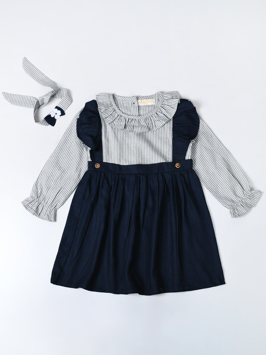 

Bella Moda Girls Puff Sleeve Cotton A-Line Mini Dress, Grey