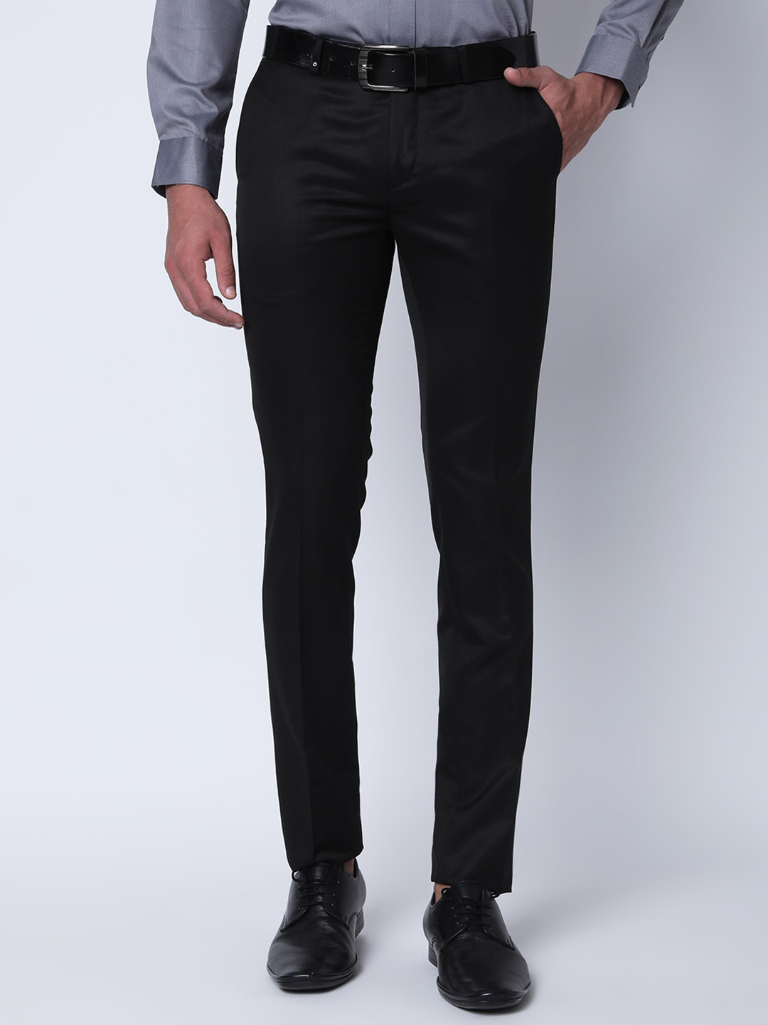 

Oxemberg Men Slim Fit Formal Trousers, Black