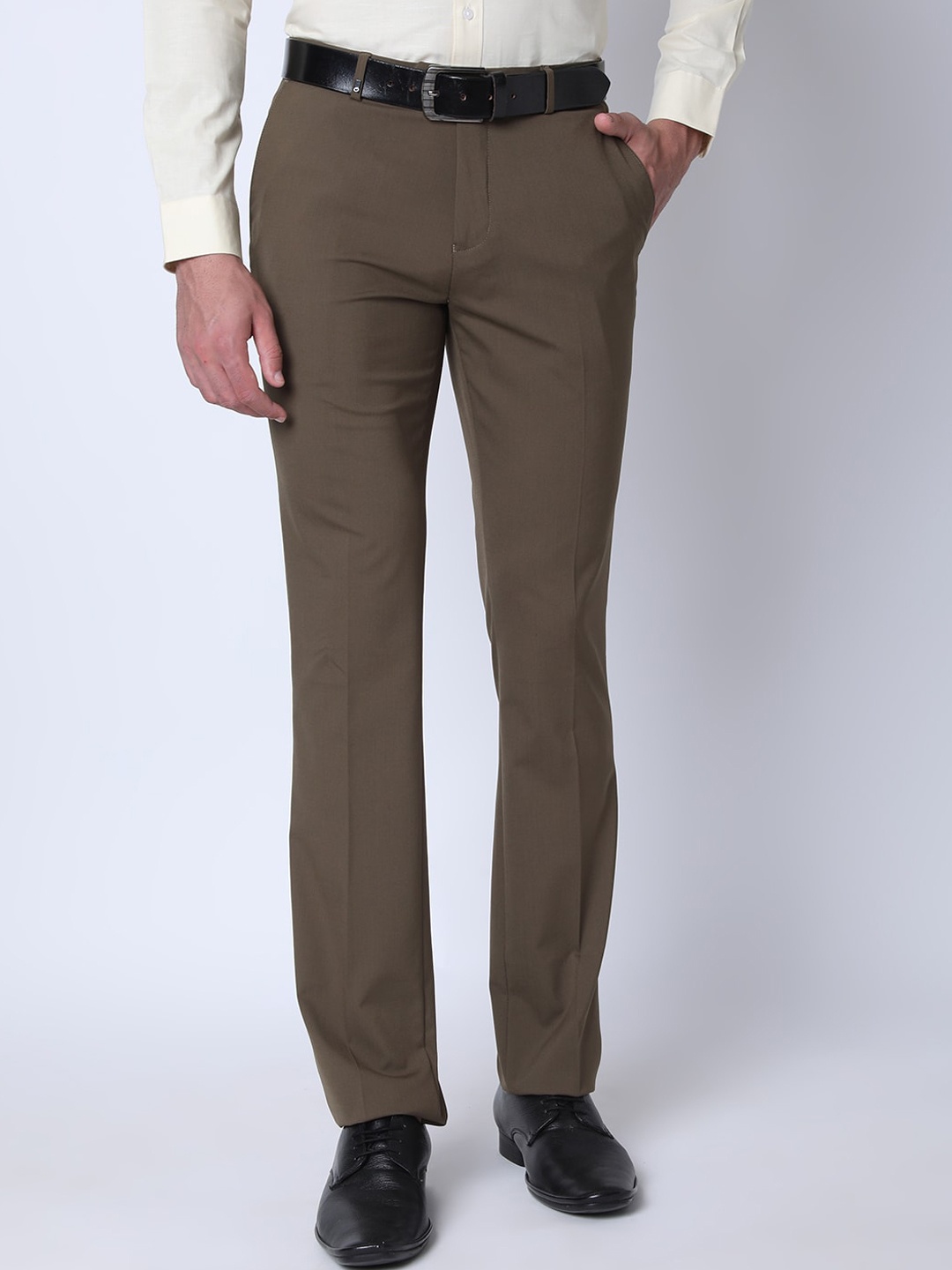 

Oxemberg Men Slim Fit Formal Trousers, Khaki