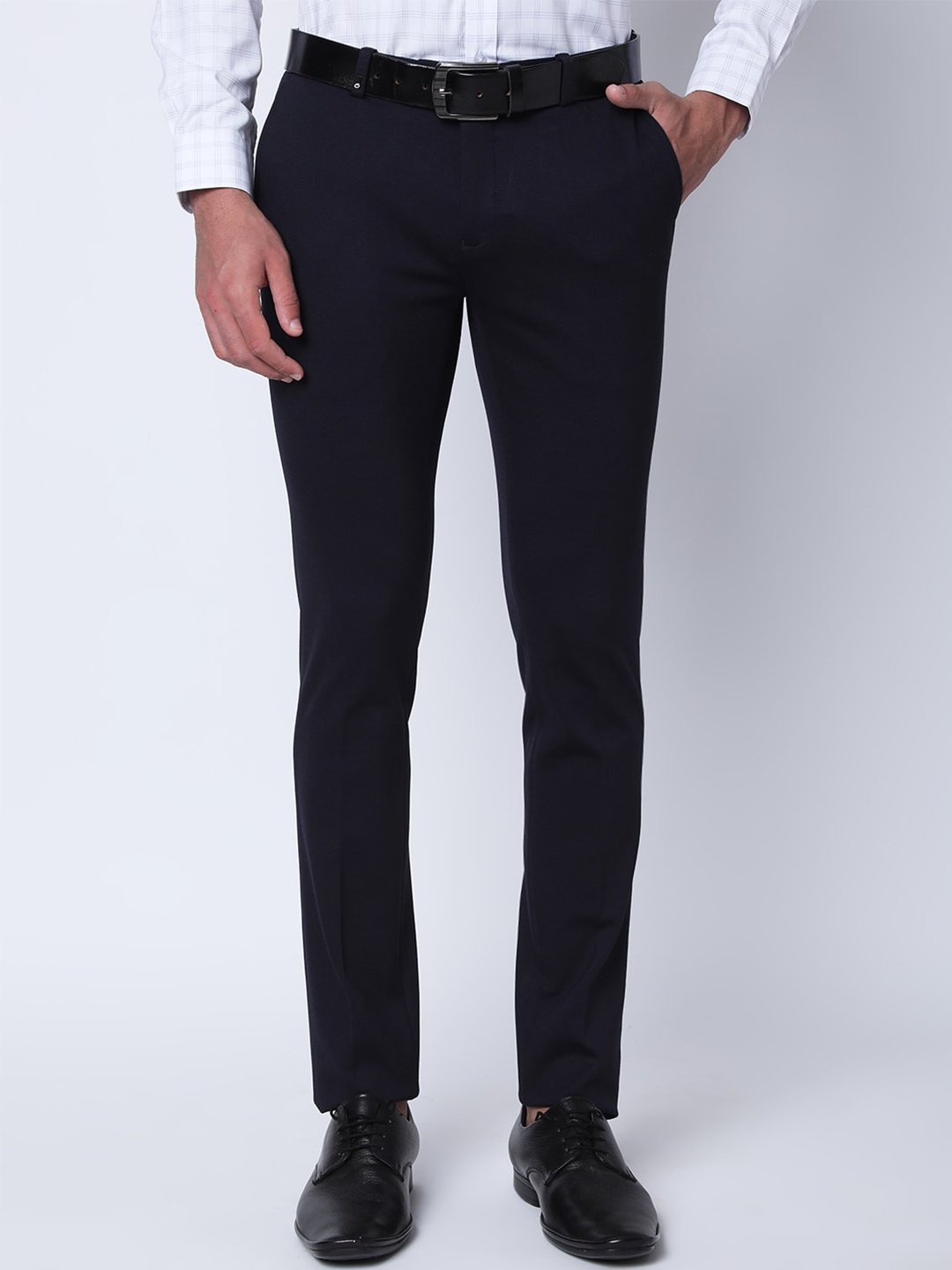 

Oxemberg Men Slim Fit Formal Trousers, Navy blue