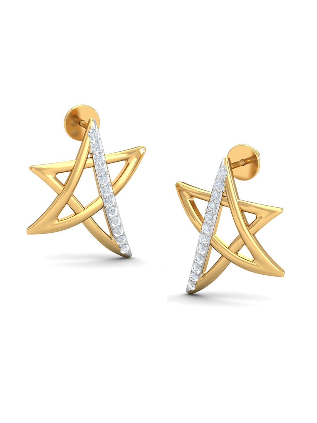 

KUBERBOX Asterisk Nifty 18KT Gold Diamond-Studded Earrings-2.8gm