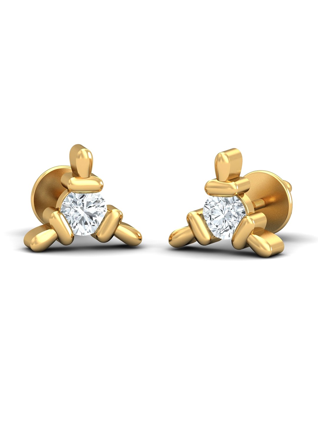 

KUBERBOX 18KT Gold Triangular Diamond-Studded Earrings-1.72gm