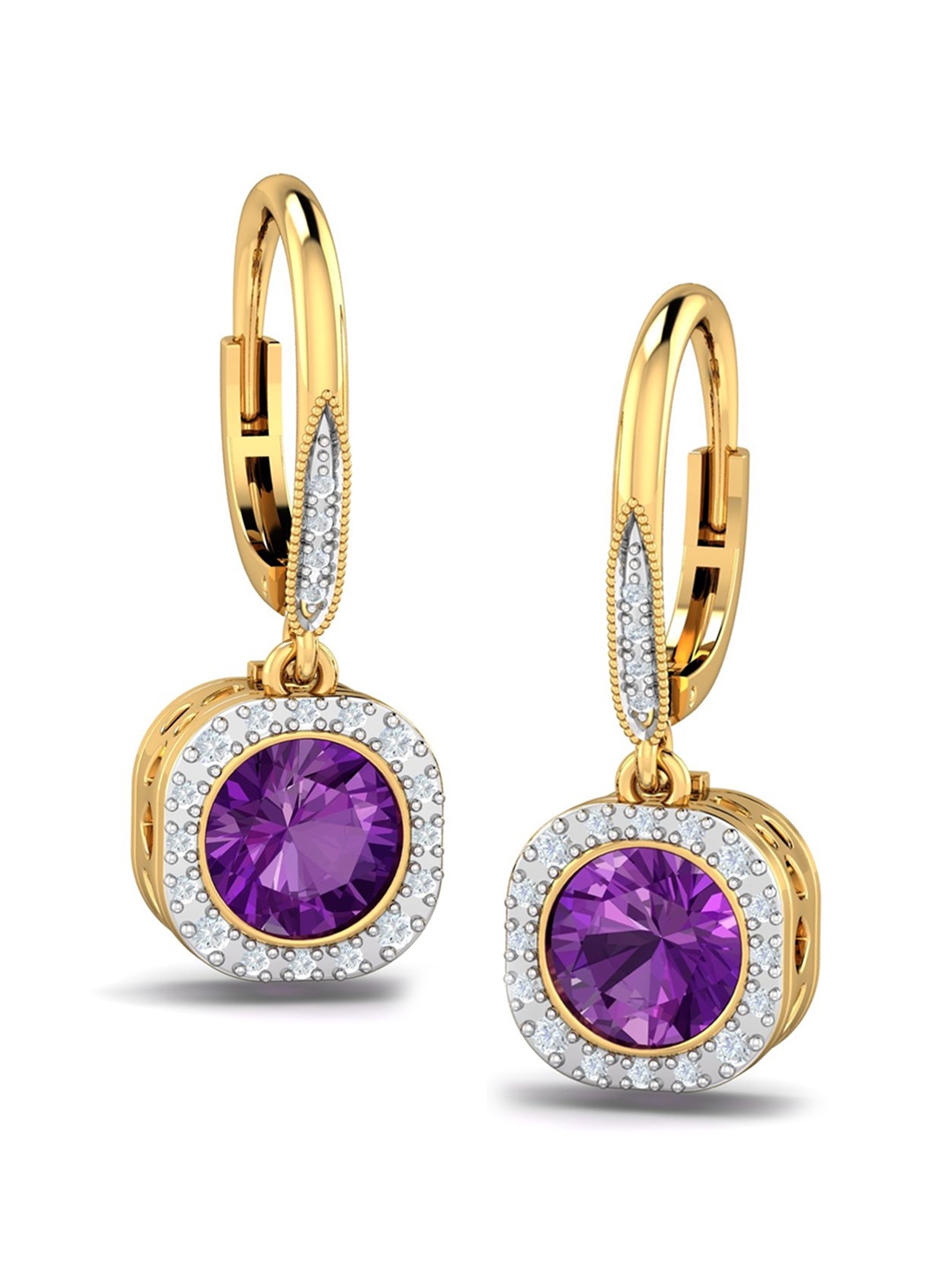 

KUBERBOX 18KT Gold Diamond-Studded Quartz Earrings-6.0gm