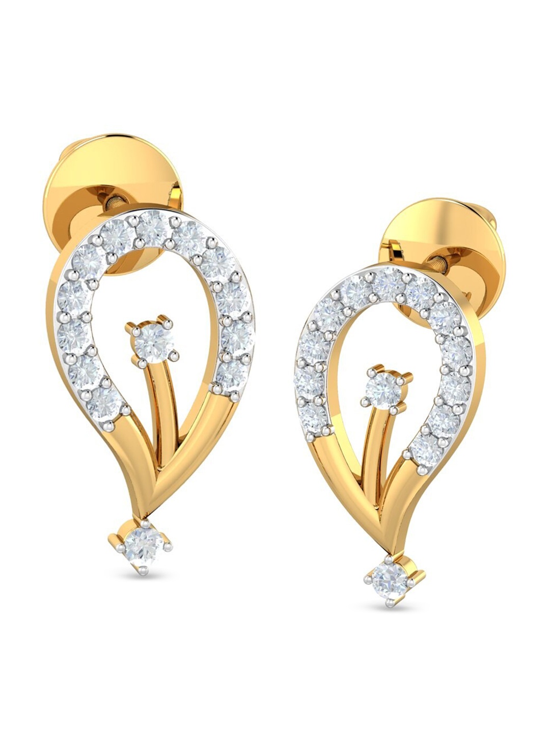 

KUBERBOX Ausone 18KT Gold Diamond-Studded Earrings-1.88gm