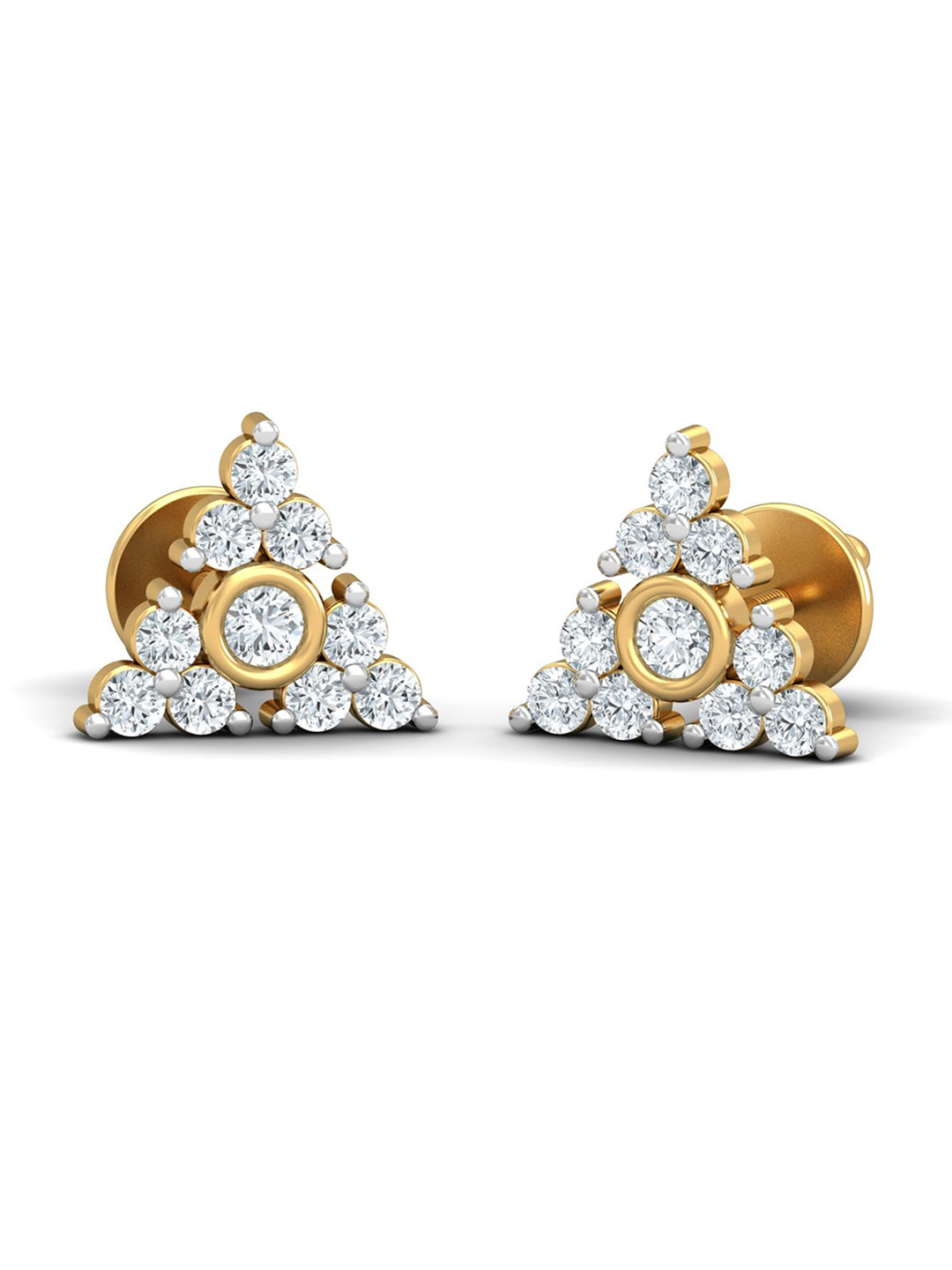 

KUBERBOX Pyramid 18KT Gold Diamond-Studded Stud Earrings - 1.684gm