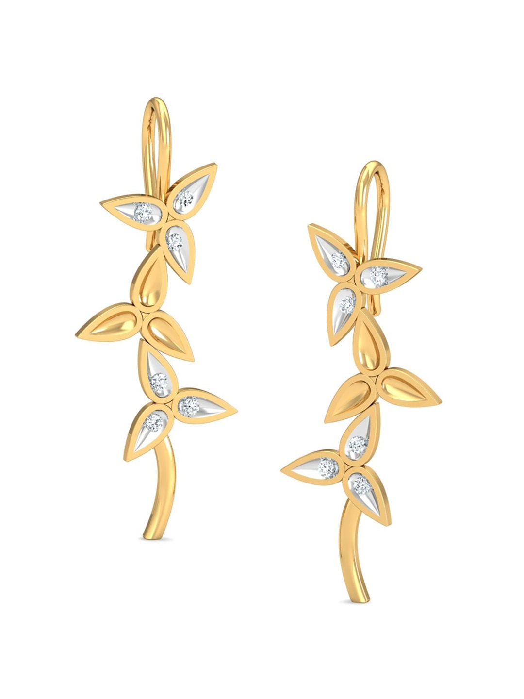 

KUBERBOX Kalapi 18KT Gold Diamond-Studded Earrings-1.52gm