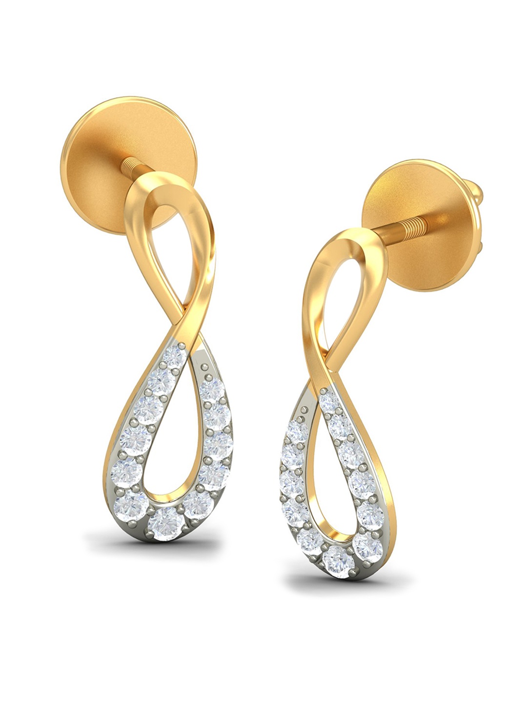 

KUBERBOX Crois Precious 18KT Gold Diamond Studded Earrings - 2.24g