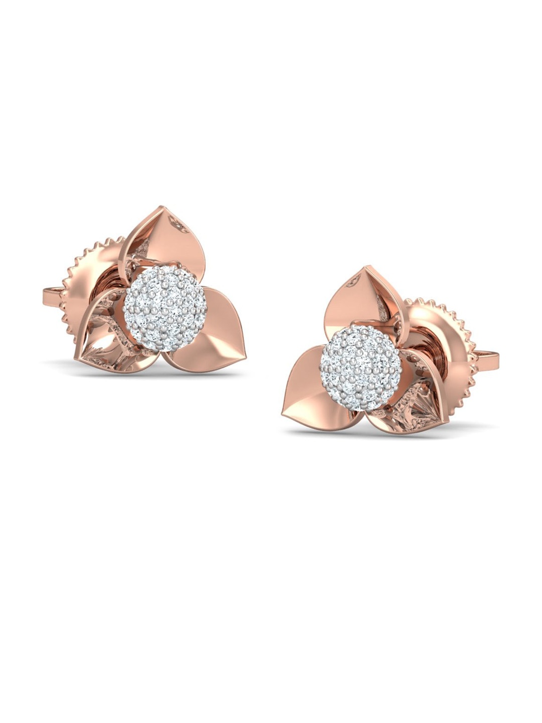 

KUBERBOX Kaash 18KT Rose Gold Diamond-Studded Earrings-1.4gm