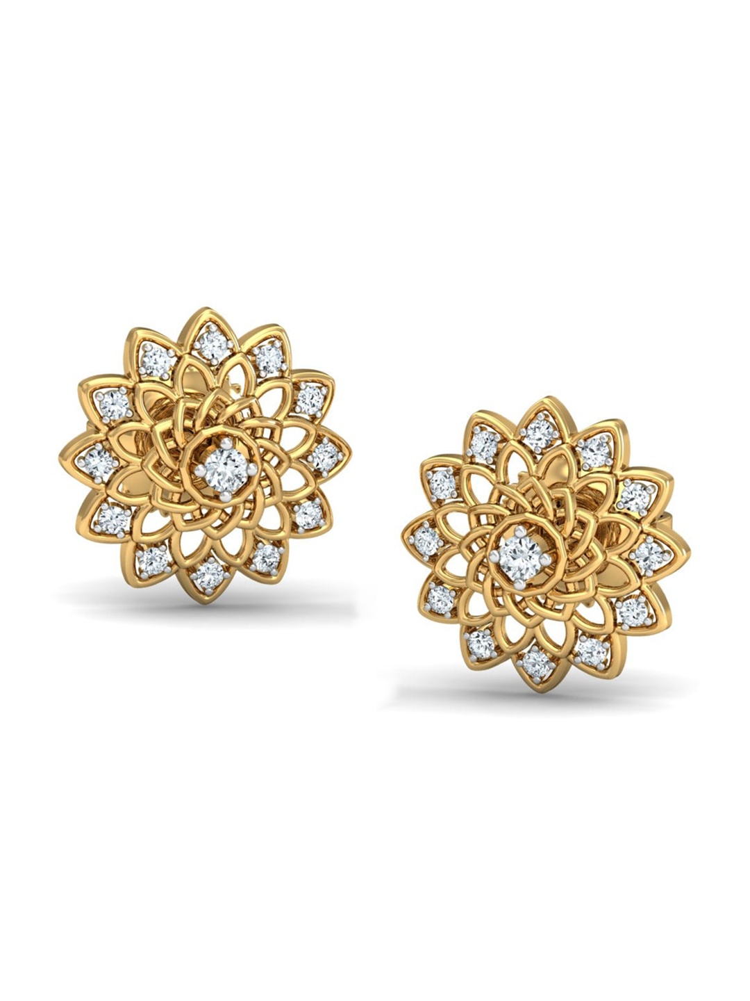 

KUBERBOX Cyda Motif 18KT Gold Diamond-Studded Earrings-1.62gm