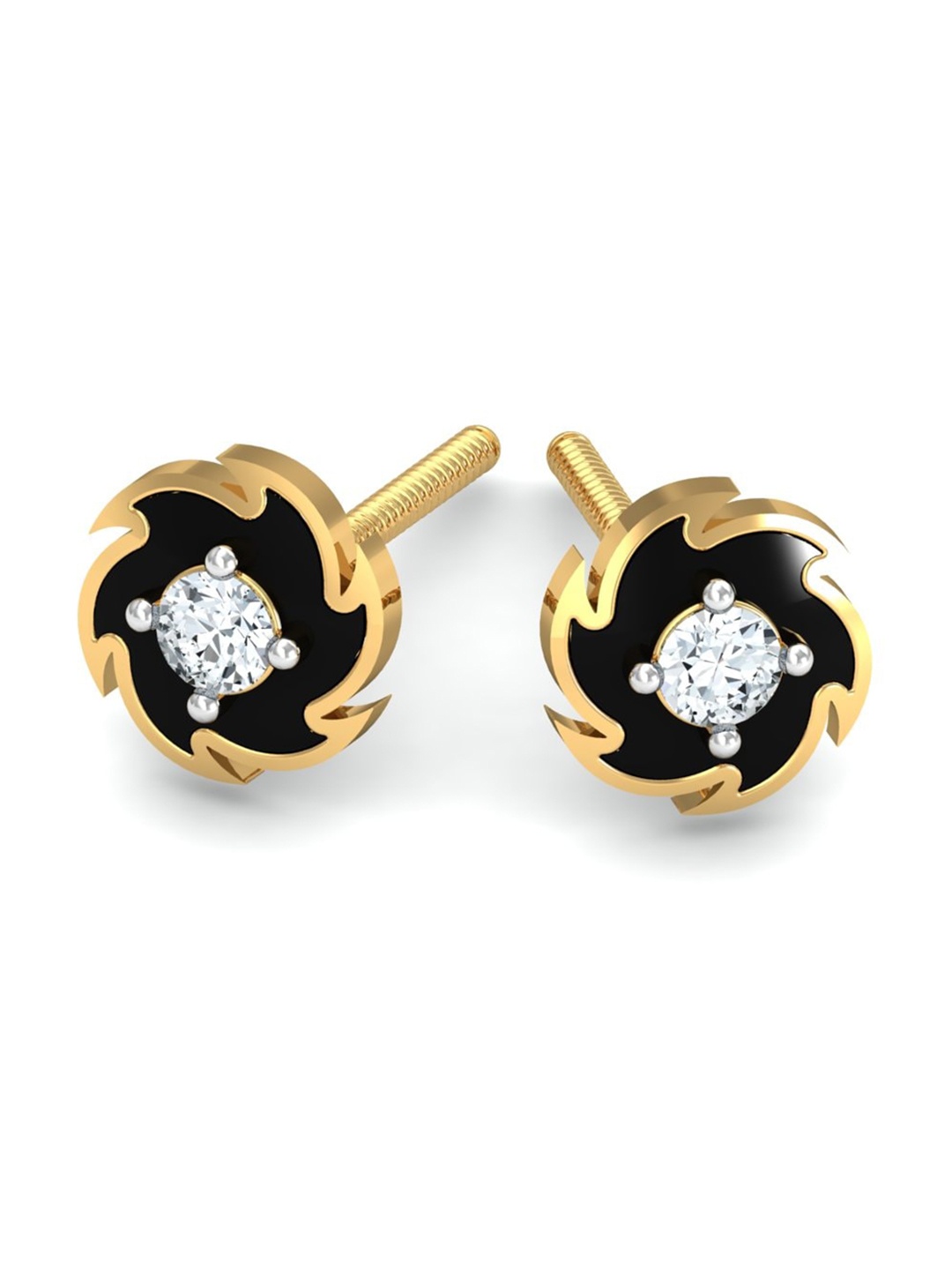 

KUBERBOX Spinning Disc 18KT Gold Diamond-Studded Earrings - 0.96gm