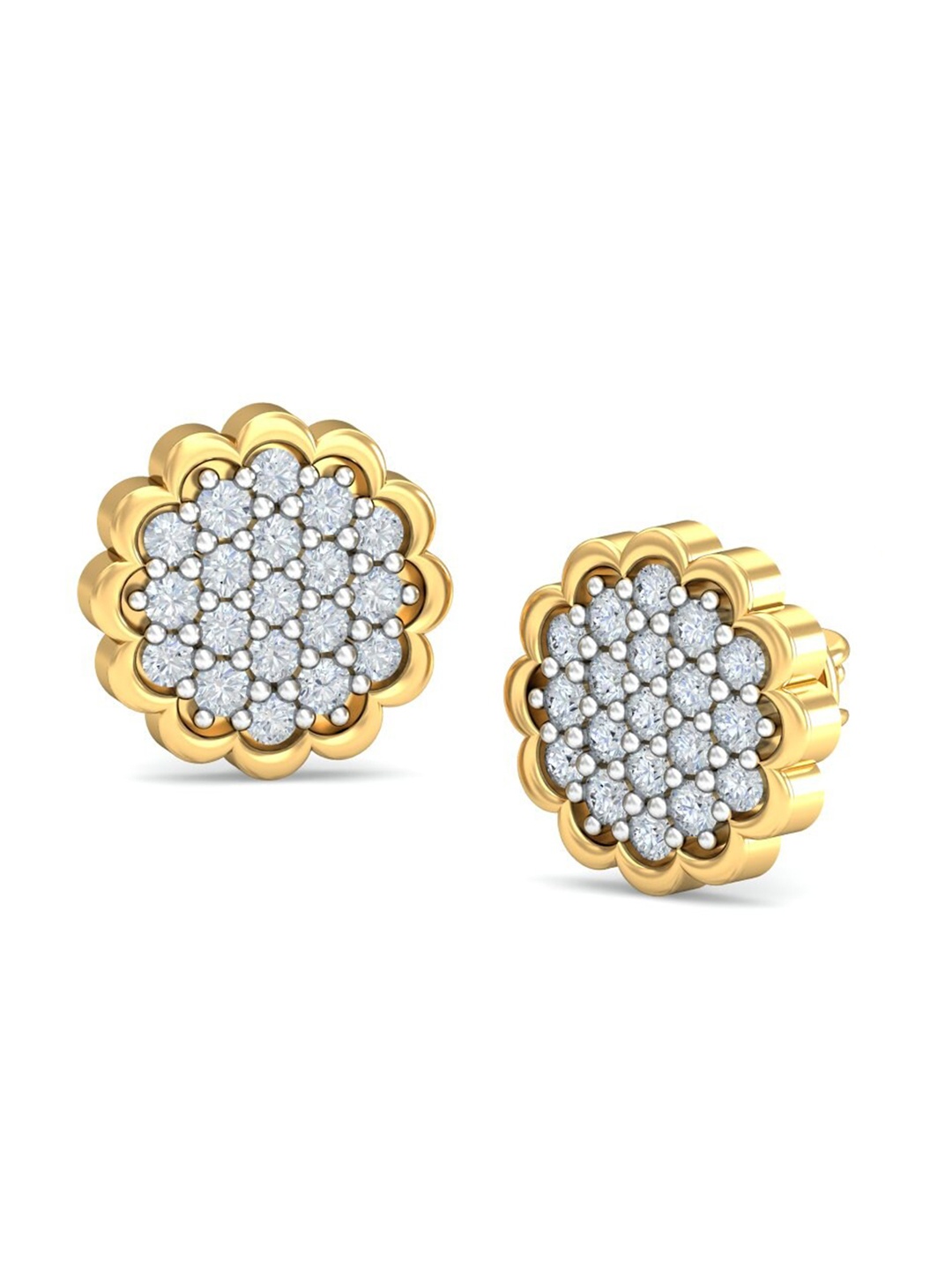 

KUBERBOX Eternal Beauty 18KT Gold Diamond-Studded Earrings-3.31gm