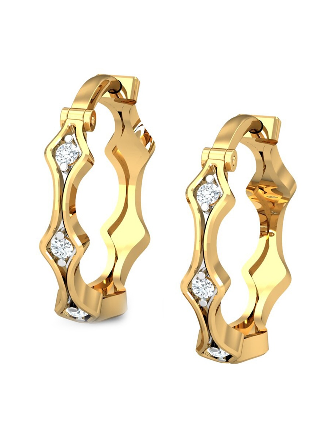 

KUBERBOX Varietal 18KT Gold Diamond-Studded Hoop Earrings-1.72gm