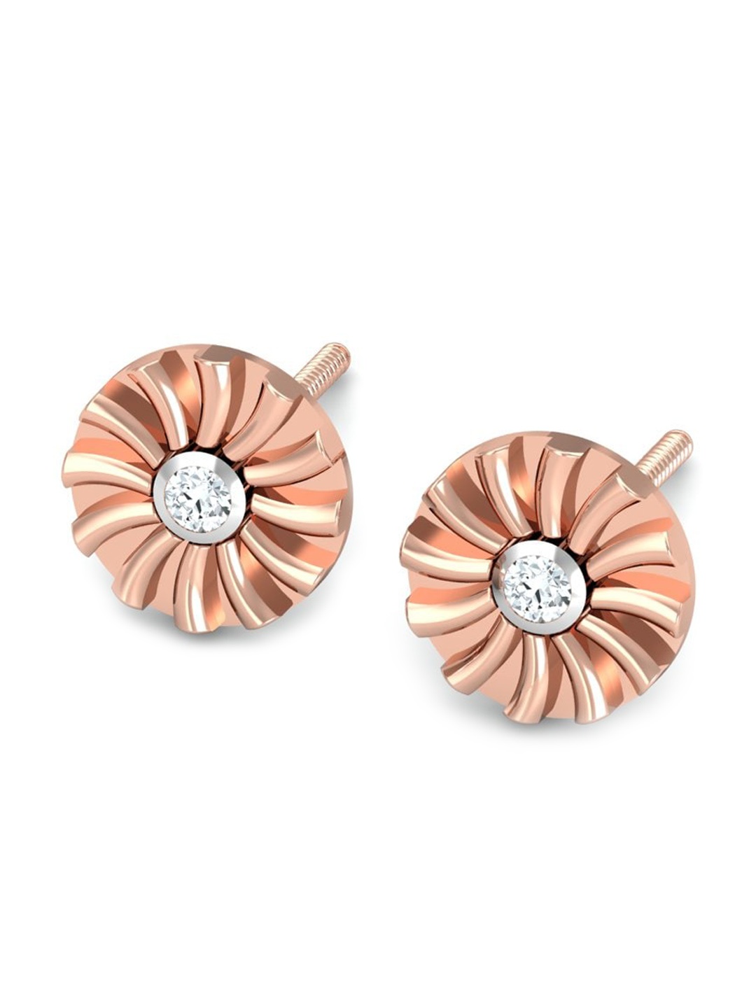 

KUBERBOX Ciru 18KT Rose Gold Diamond-Studded Earrings-1.48gm