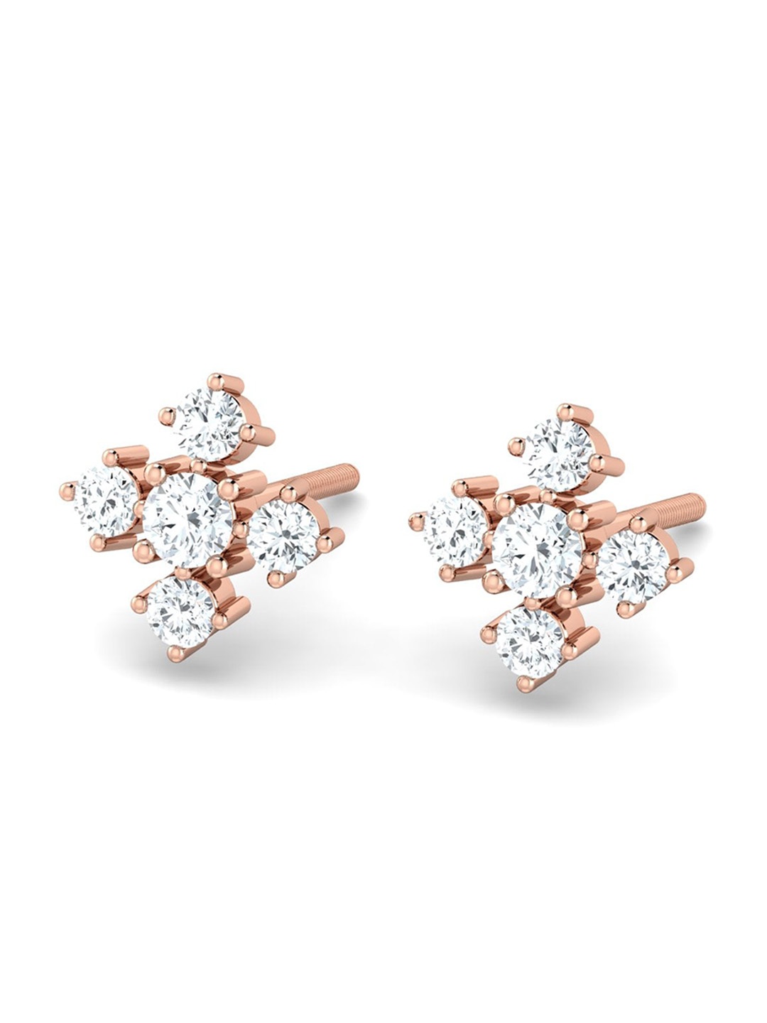 

KUBERBOX Boipelo 5 18KT Rose Gold Diamond-Studded Earrings-1.72gm