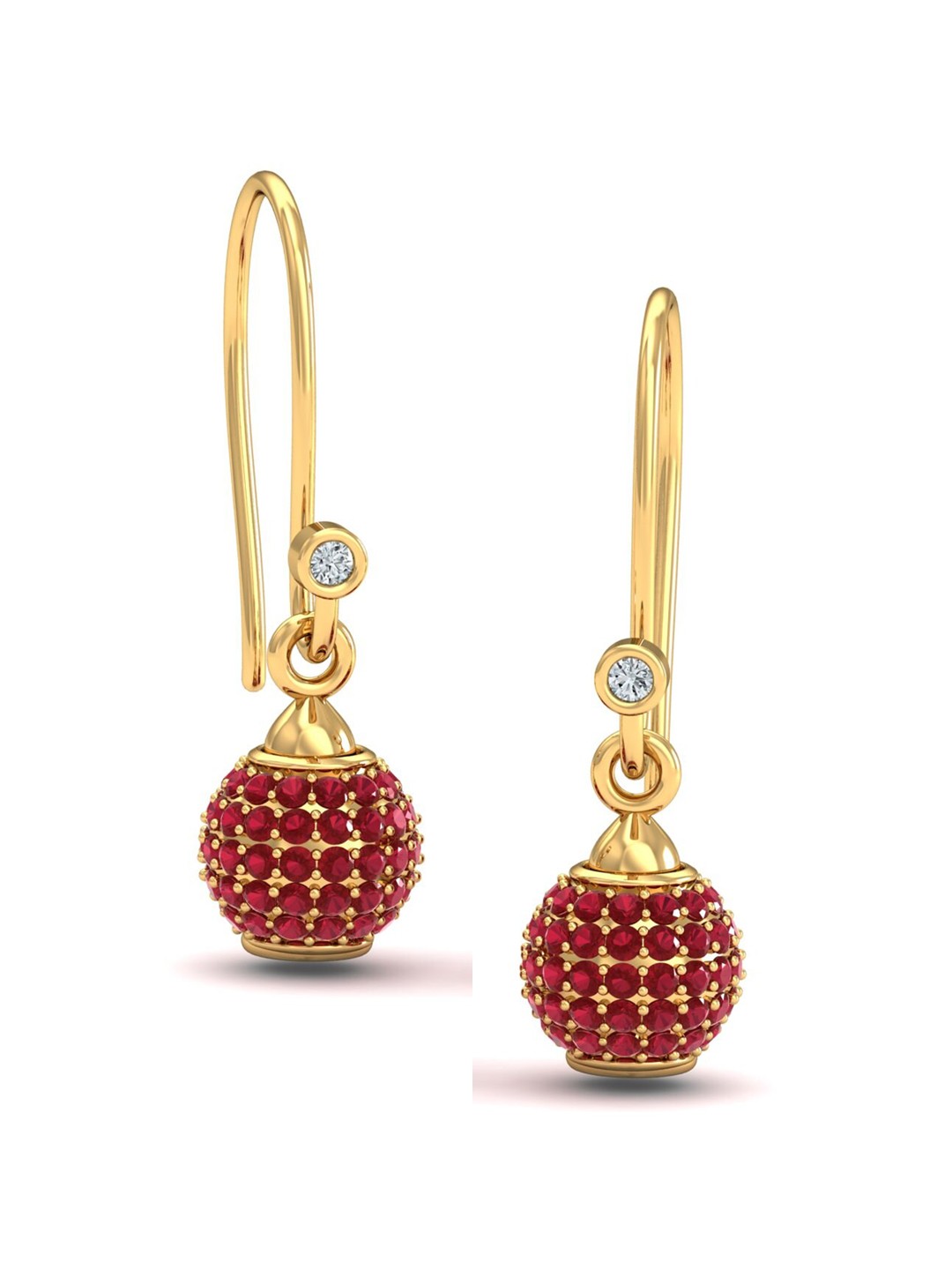 

KUBERBOX 18K Gold Diamond & Ruby Studded Earrings - 2.56g