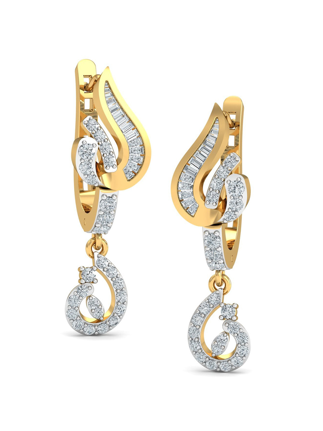 

KUBERBOX La Regina 18KT Gold Diamond-Studded Hoop Earrings- 5.36 gm