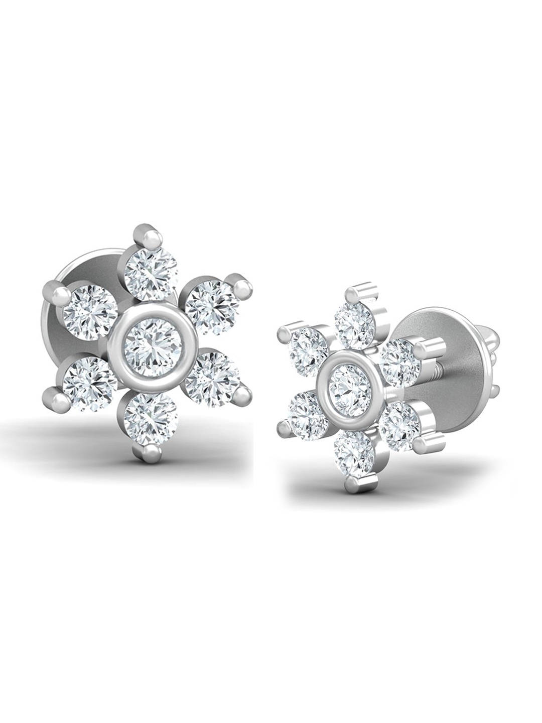 

KUBERBOX 18KT White Gold Diamond Studded Earrings - 1.55g, Silver