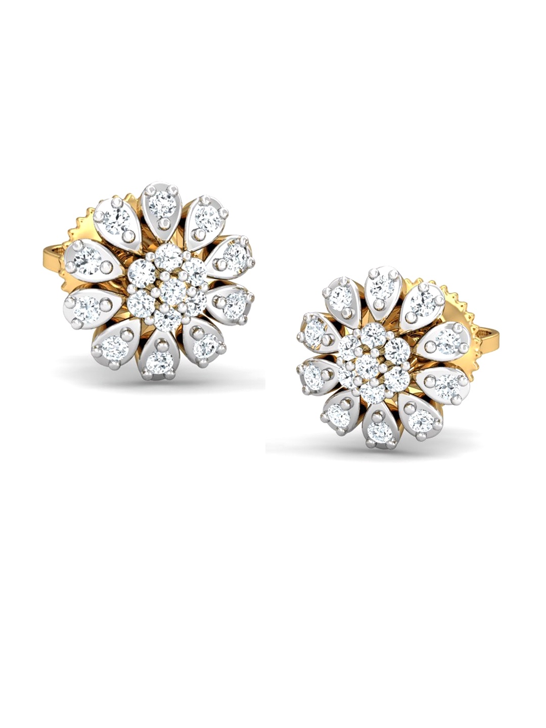 

KUBERBOX Fleurir 18KT Gold Diamond-Studded Earrings-2.27gm