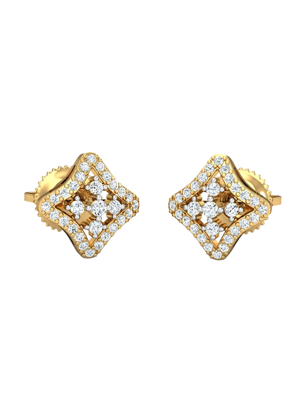 

KUBERBOX Goulash 18KT Gold Diamonds-Studded Earrings- 2.55gm