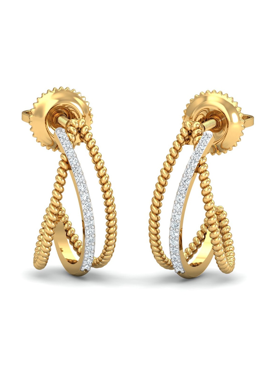 

KUBERBOX Ajkati 18KT Gold Diamonds-Studded Earrings-1.88 gm
