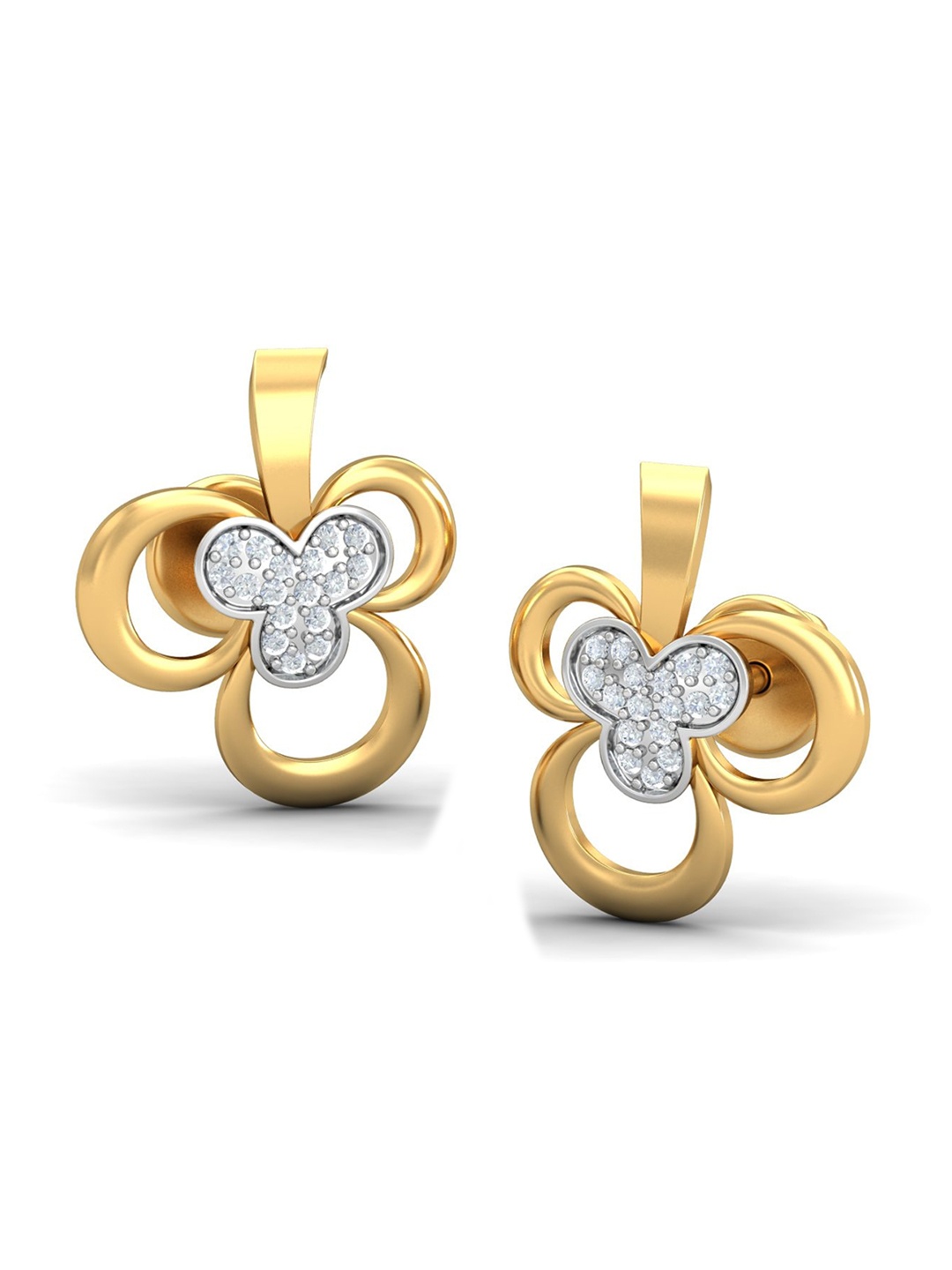 

KUBERBOX Spaten Midriff 18KT Gold Diamond-Studded Earrings-3.04 gm