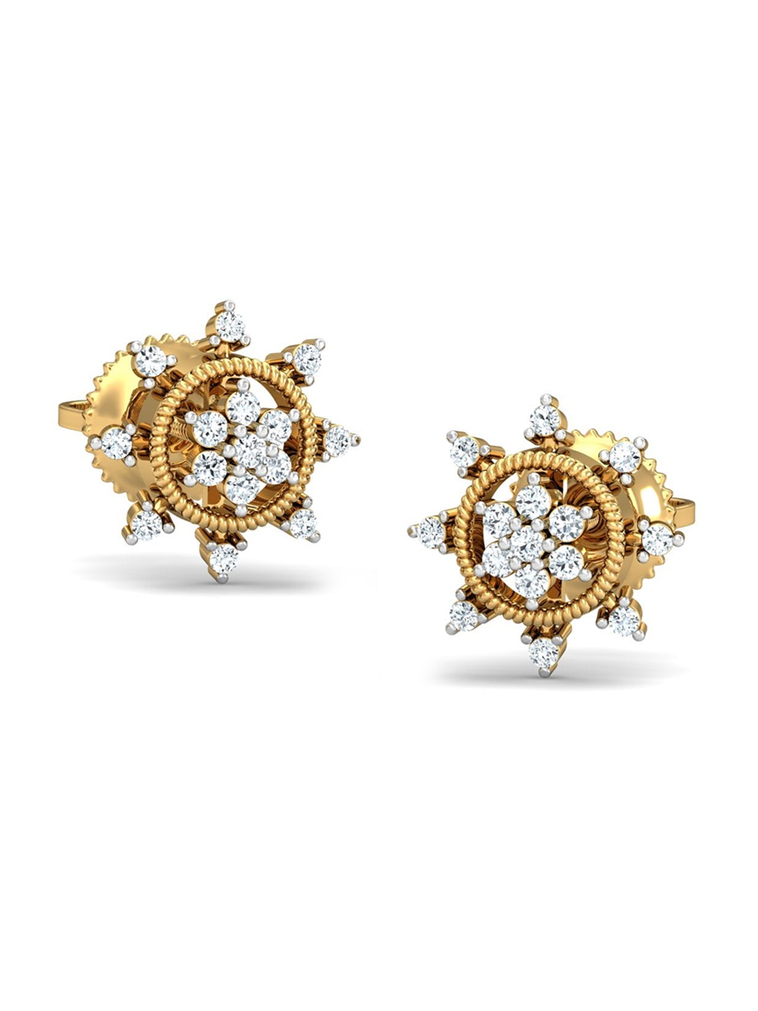 

KUBERBOX Aubade Stud 18KT Gold Diamond Studded Earrings -2.25 gm