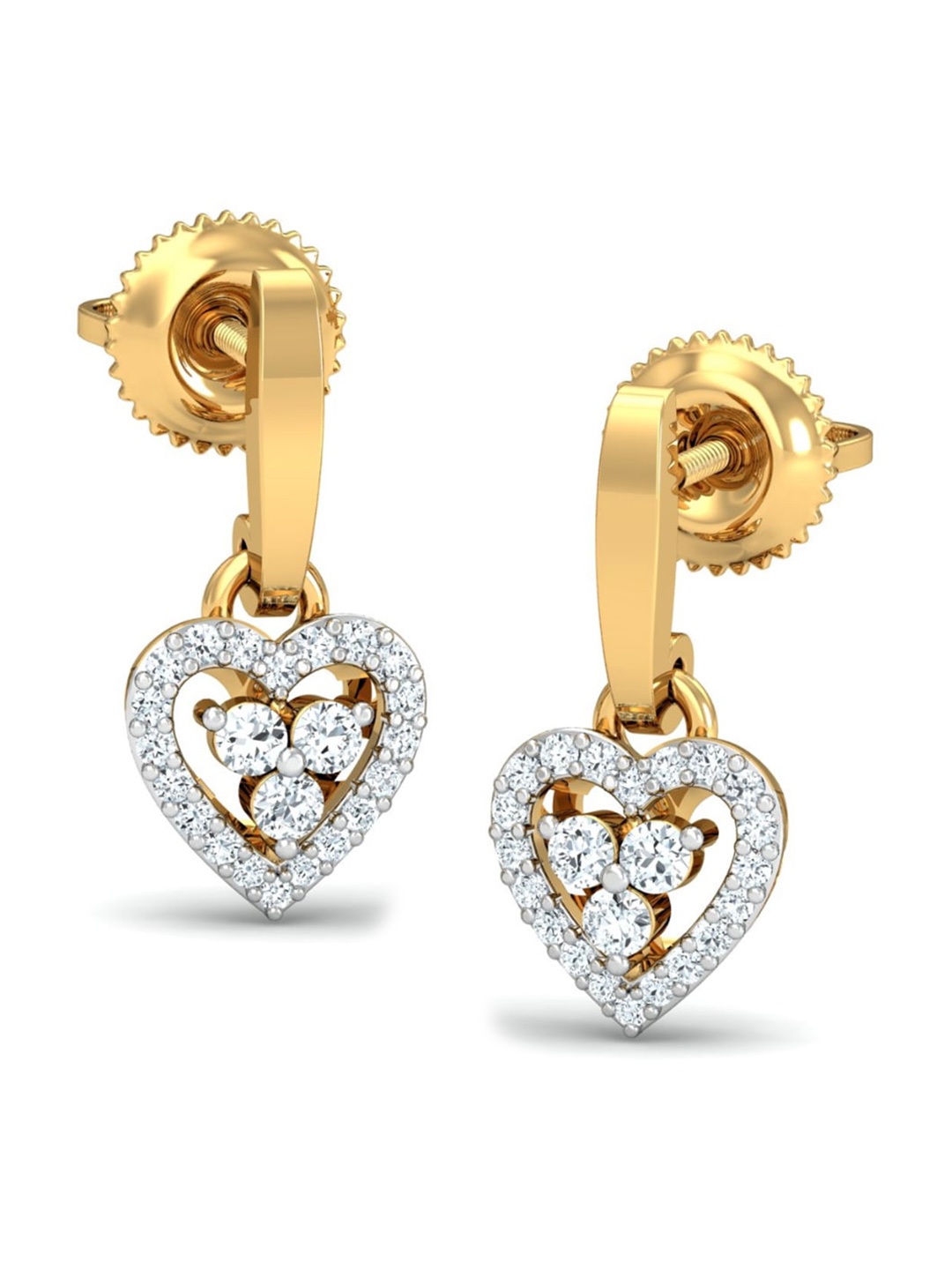 

KUBERBOX Amore 18KT Gold Diamond-Studded Drop Earrings- 3.09gm