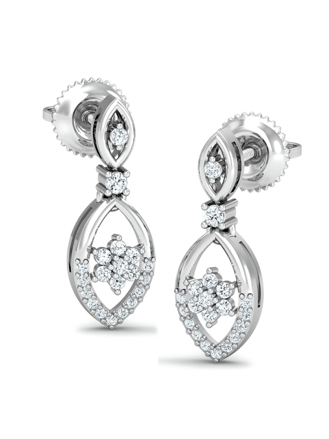 

KUBERBOX Doppio 18KT White Gold Diamond Studded Earrings - 3.08gm, Silver