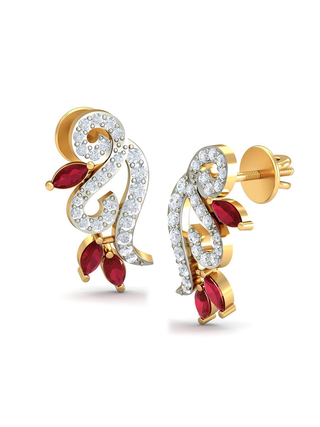 

KUBERBOX Geetika 18K Gold Diamond-Studded Stud Earrings -2.72gm