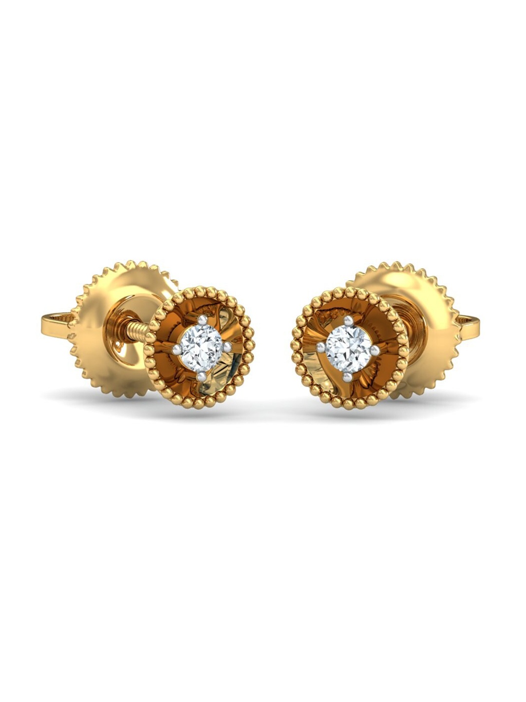 

KUBERBOX 18KT Gold Hemisphere Diamond-Studded Earrings-1.28gm