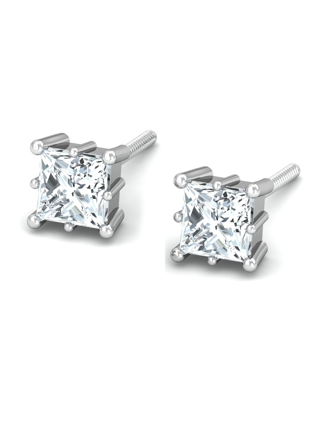 

KUBERBOX Parzva 18KT White Gold Diamond-Studded Earrings-1.4gm, Silver