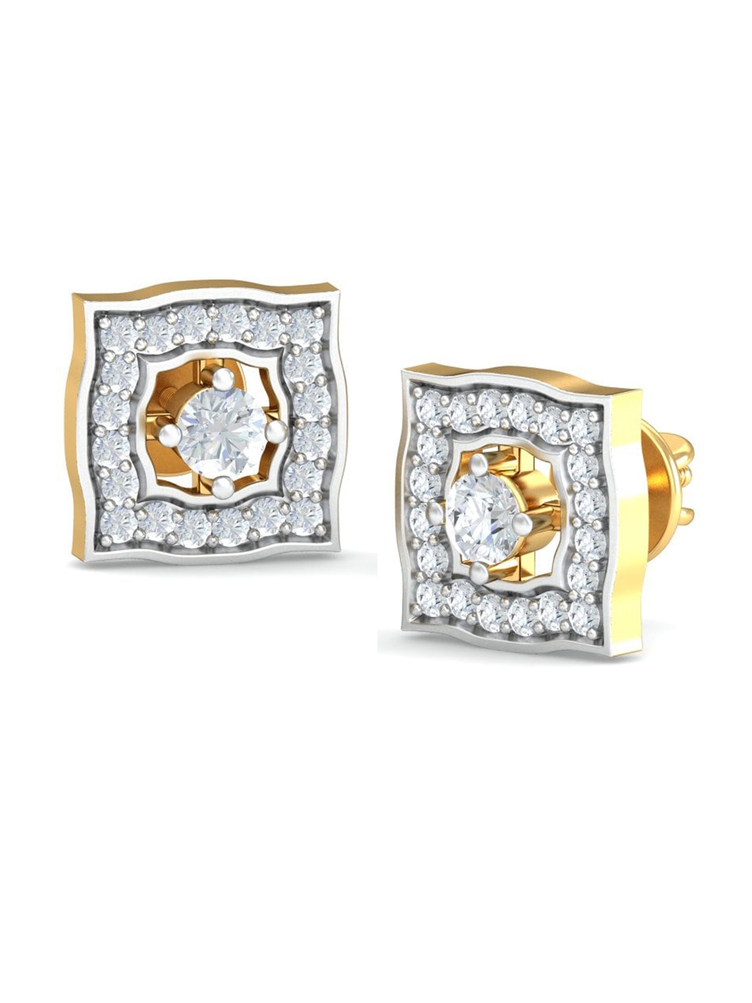 

KUBERBOX Naturally Classic 18KT Gold Diamond-Studded Earrings-2.82gm