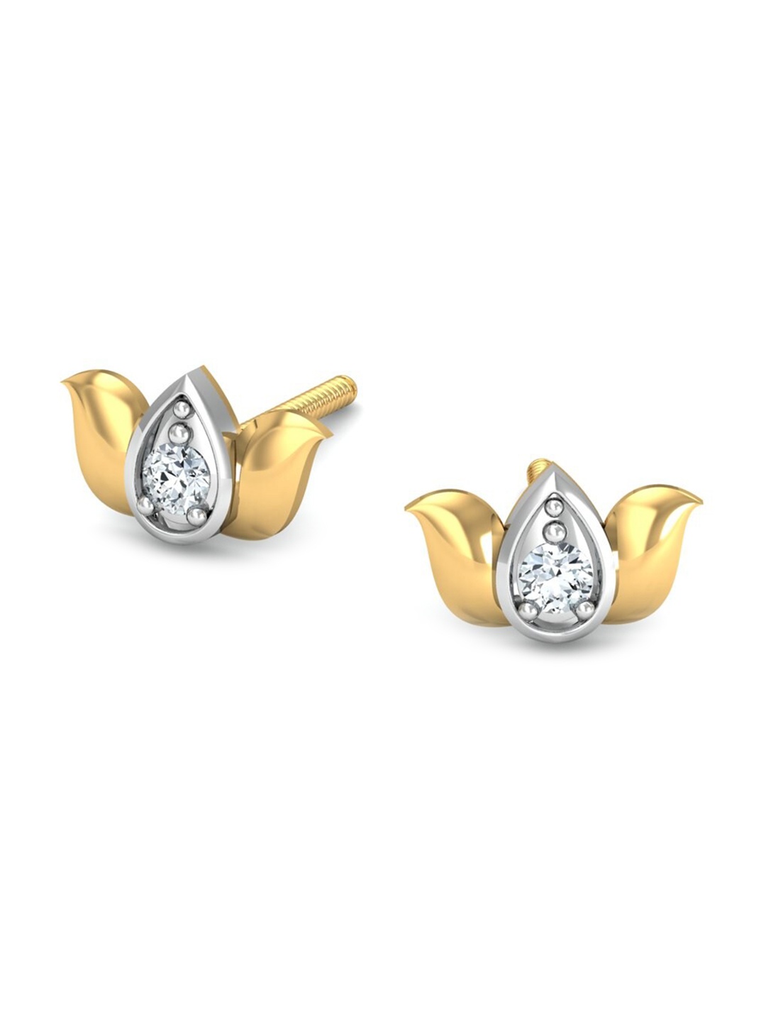 

KUBERBOX 18KT Diamond Studded Gold Stud Earrings- 0.94 gm