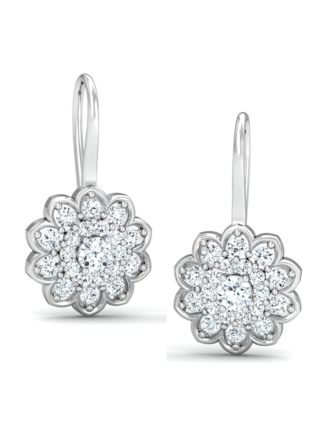 

KUBERBOX Sajcaya 18KT White Gold Diamond-Studded Earrings-1.03 gm, Silver