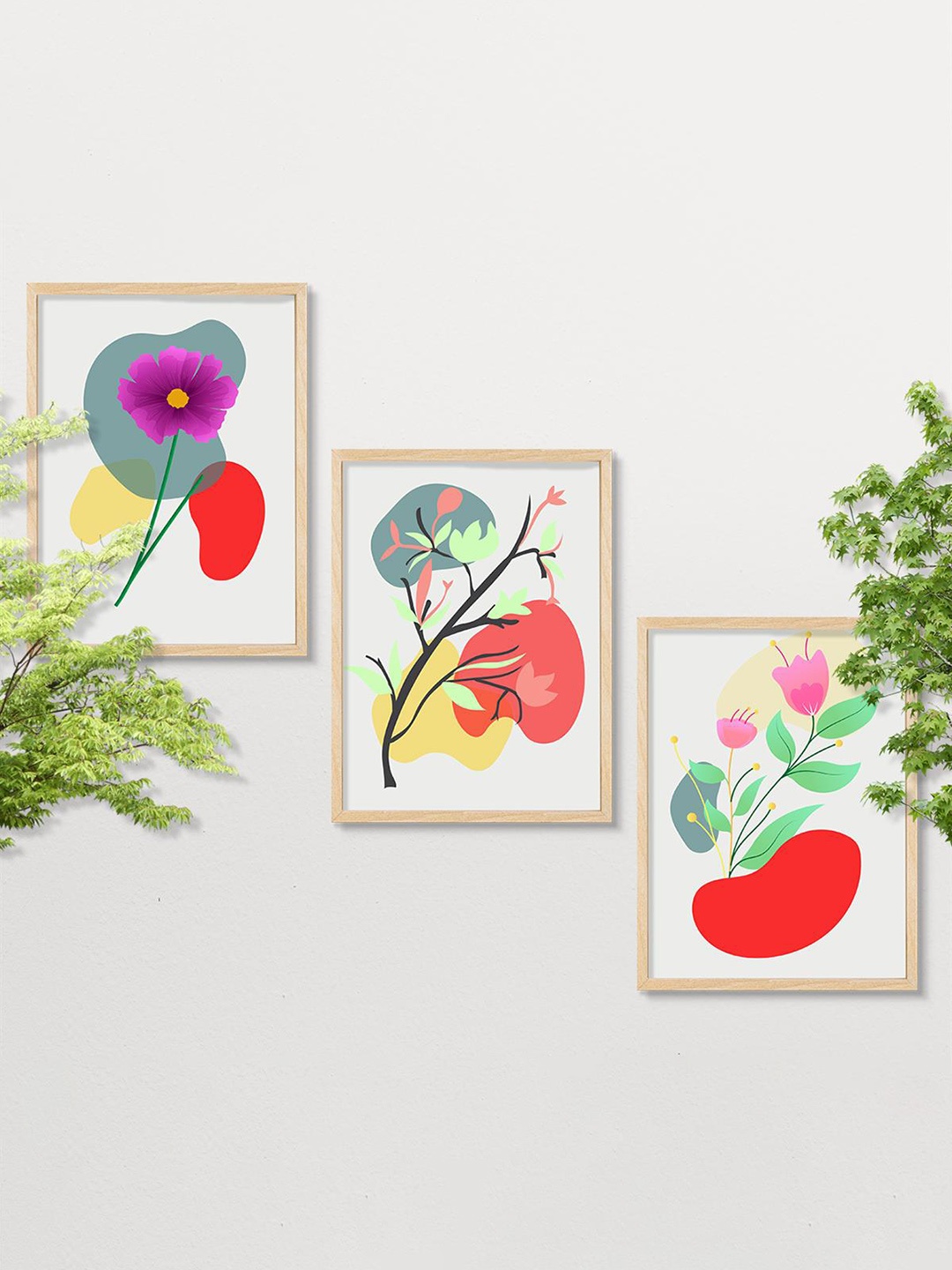 

SAF 3-Pcs White Modern Art Painting Framed Wall Art