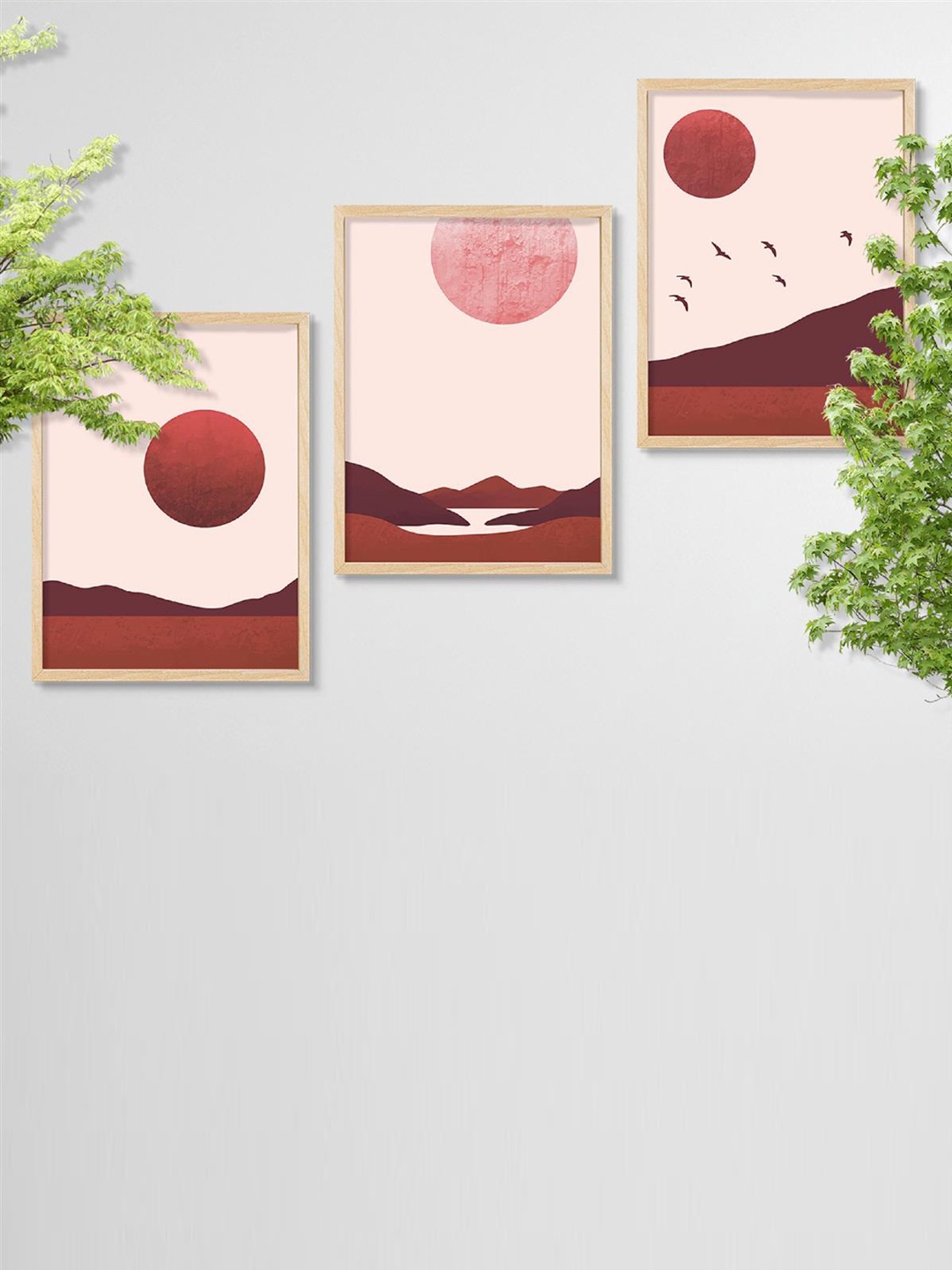 

SAF Pink & Red 3 Pieces Modern Painting Wall Art