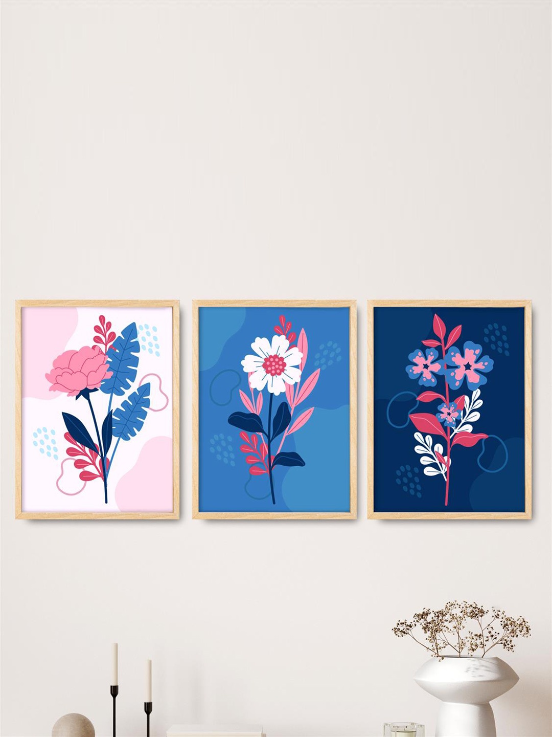 

SAF Blue & Black 3 Pieces Modern Painting Framed Wall Art