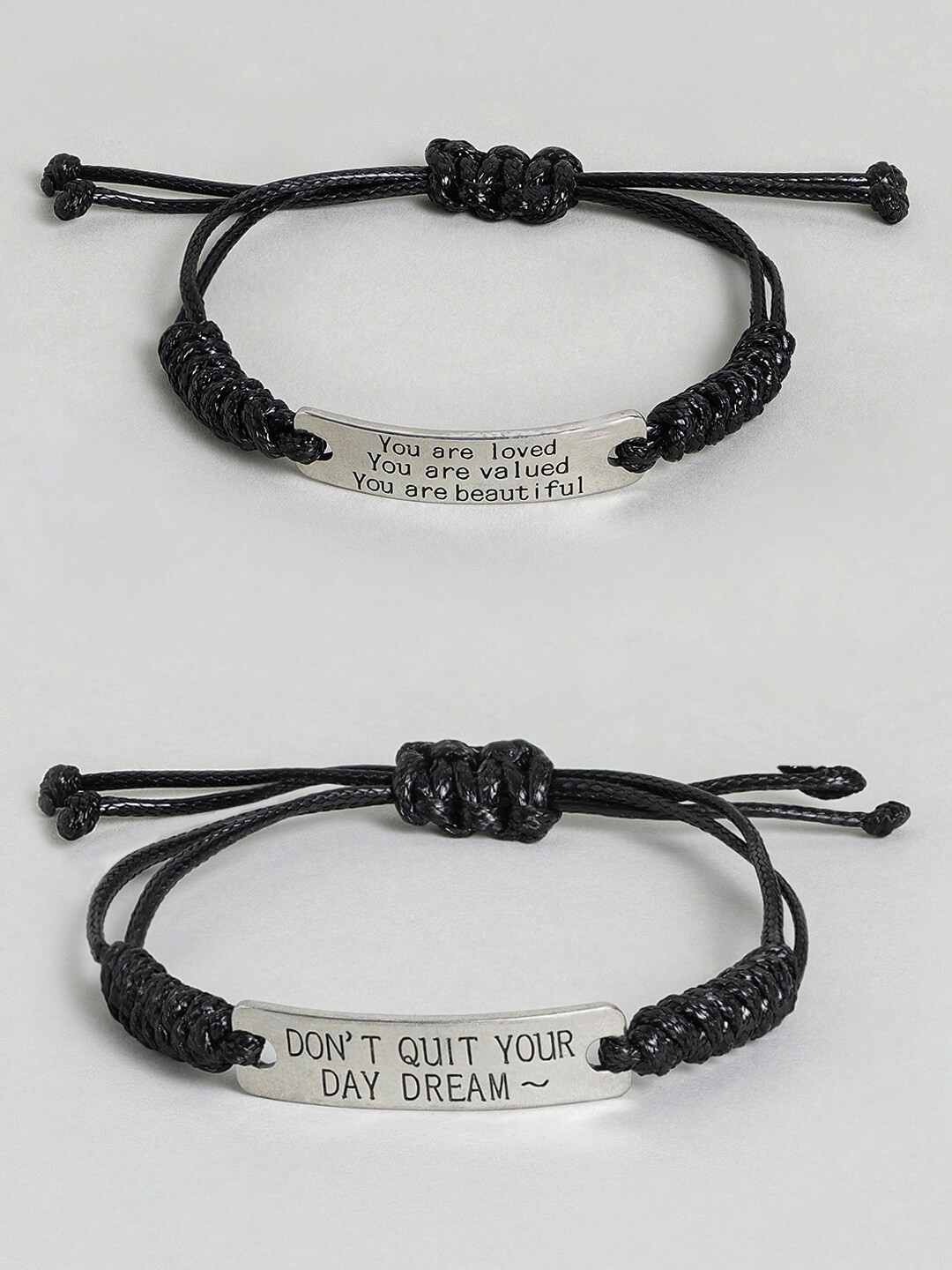 

EL REGALO Unisex Set Of 2 Charm Bracelet, Black