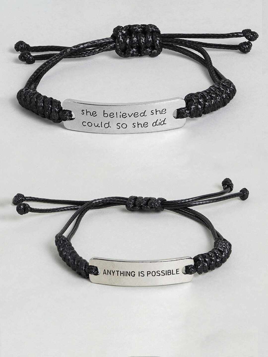 

EL REGALO Unisex Set Of 2 Charm Bracelet, Black