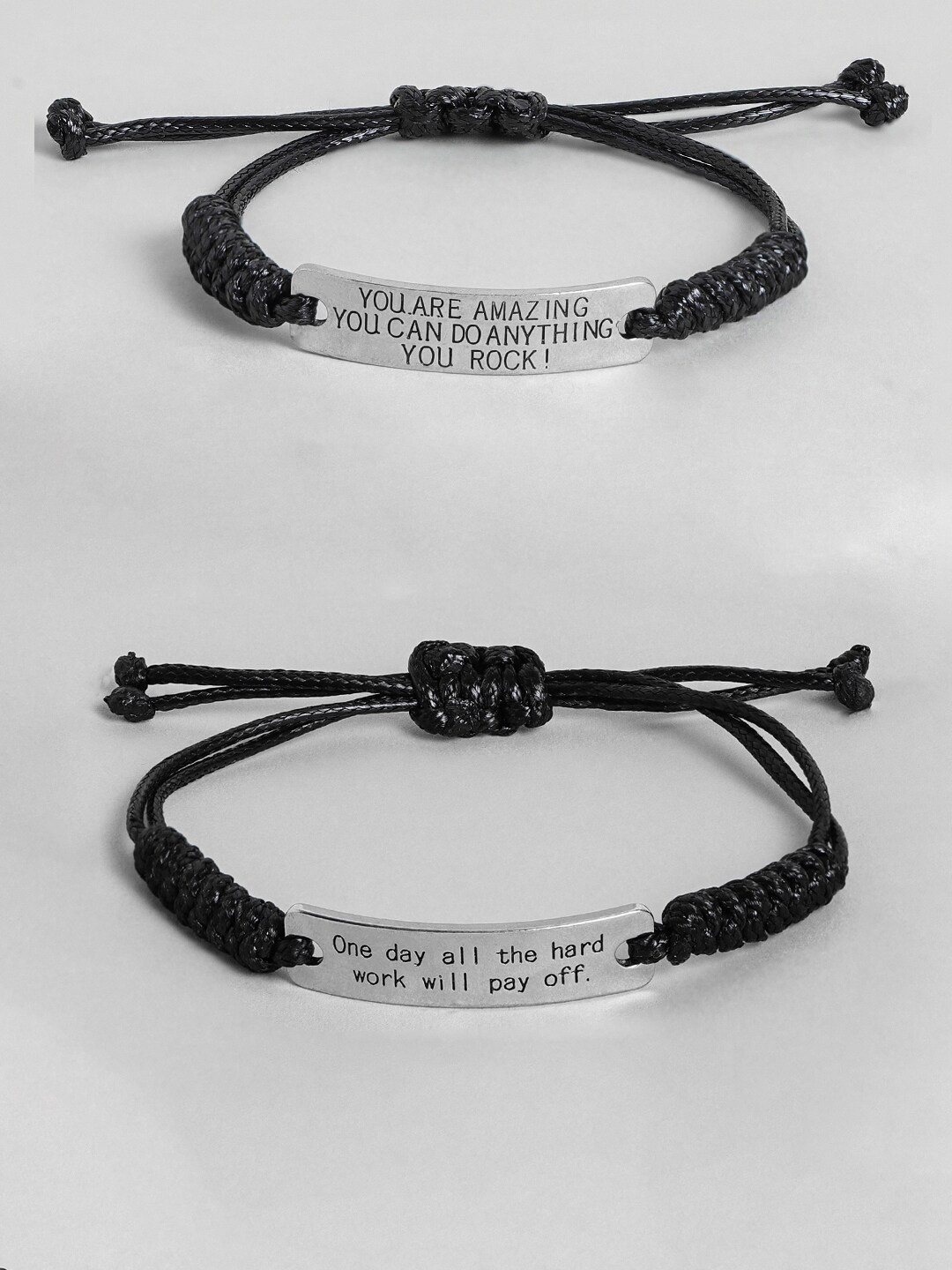 

EL REGALO Unisex Set of 2 Wraparound Bracelet, Black
