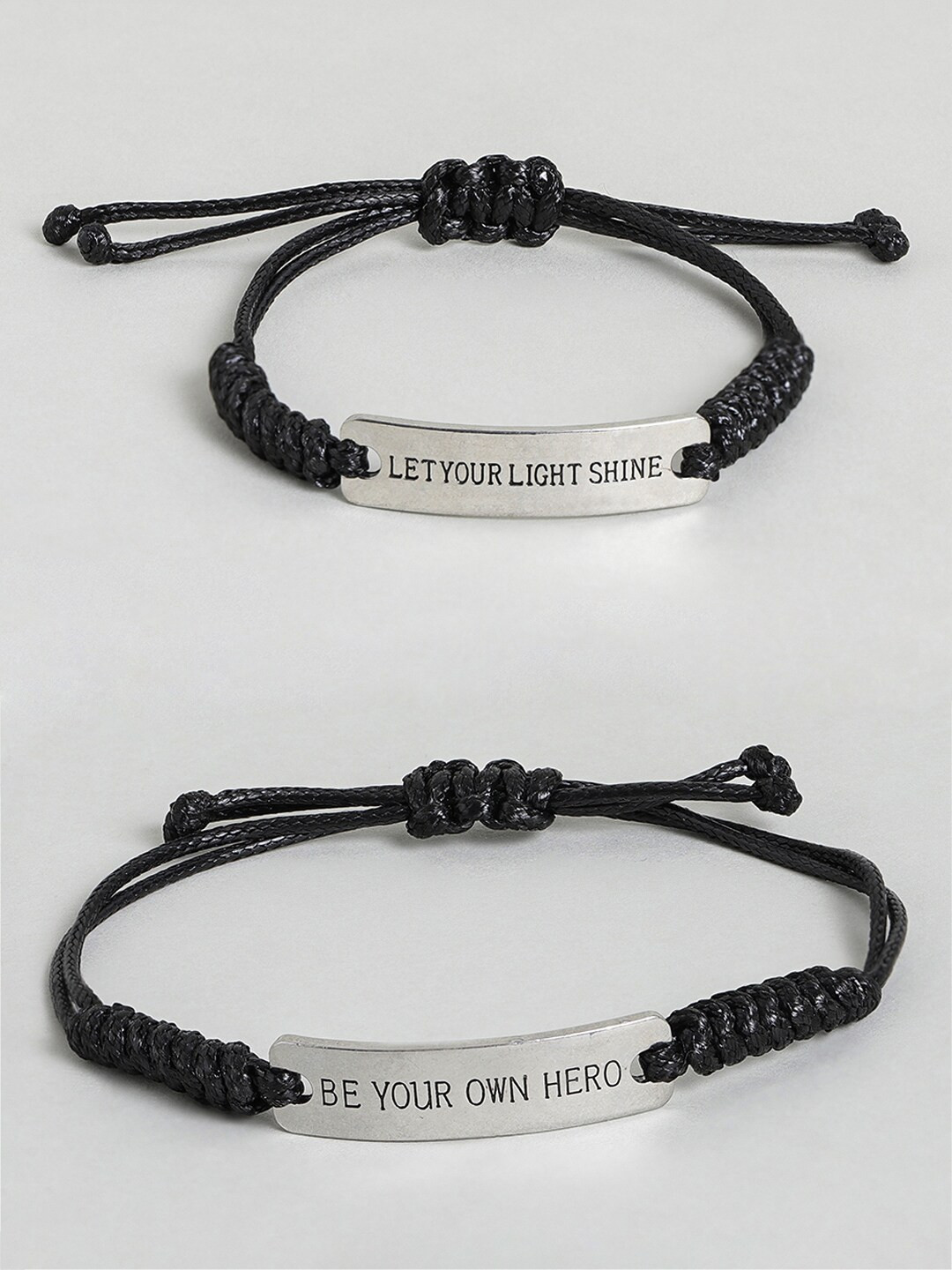 

EL REGALO Unisex Set of 2 Charm Bracelet, Black