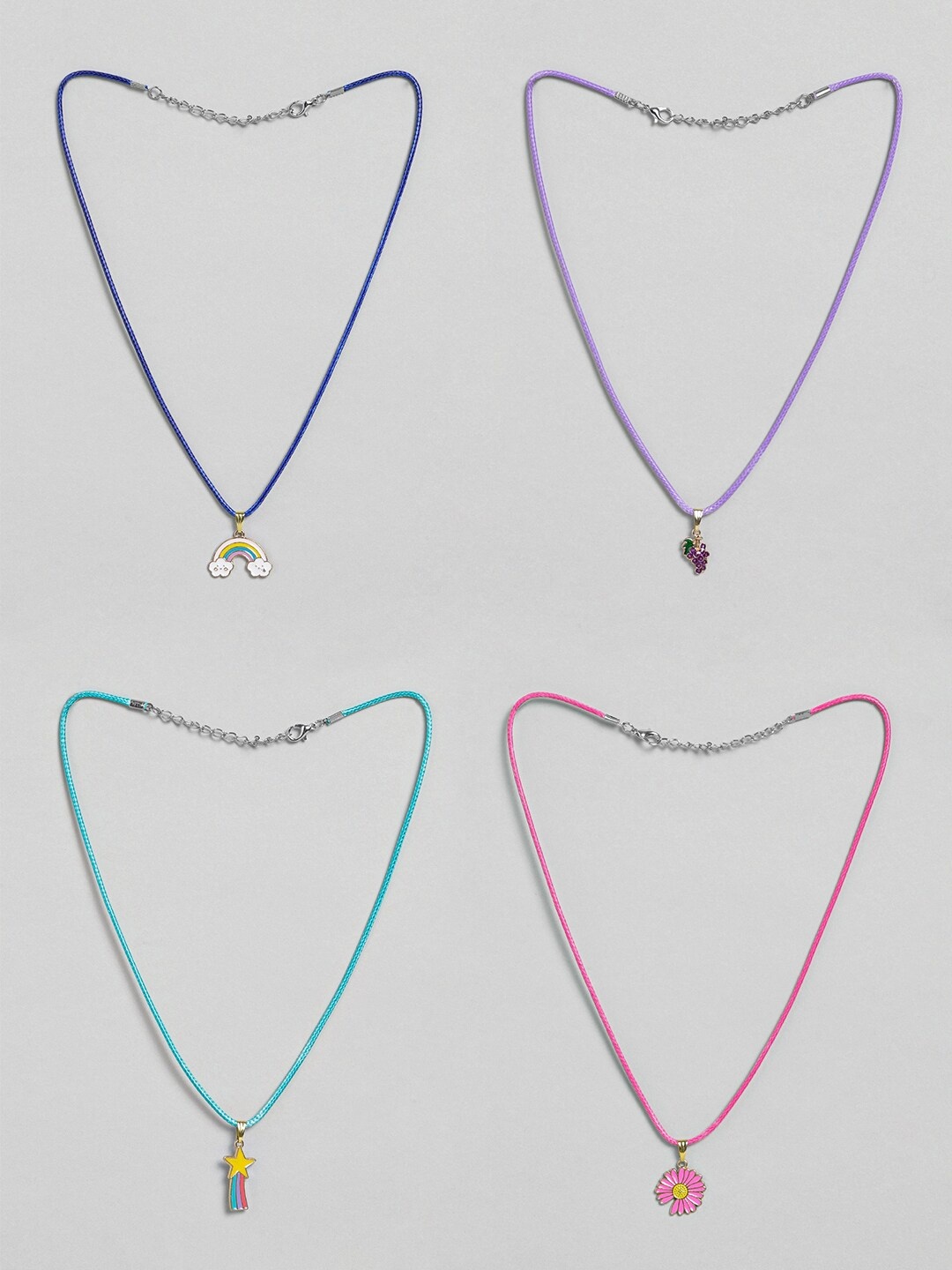 

EL REGALO Girls Set Of 4 Stone-Studded Necklace, Blue