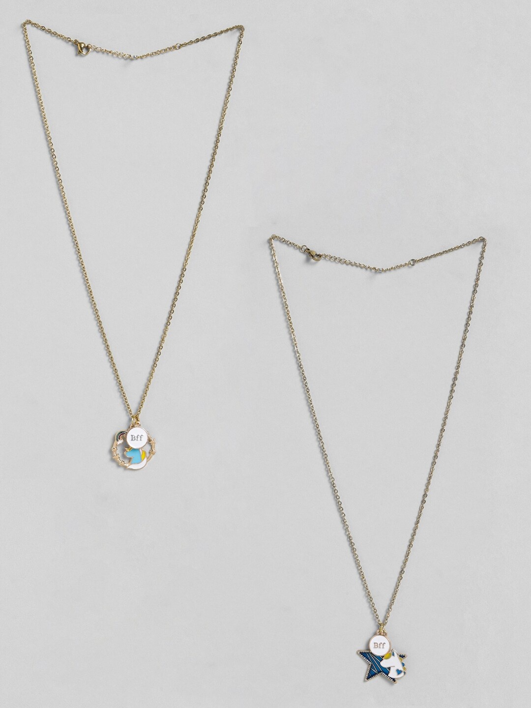 

EL REGALO Set Of 2 Stone-Studded Minimal Necklace, Gold