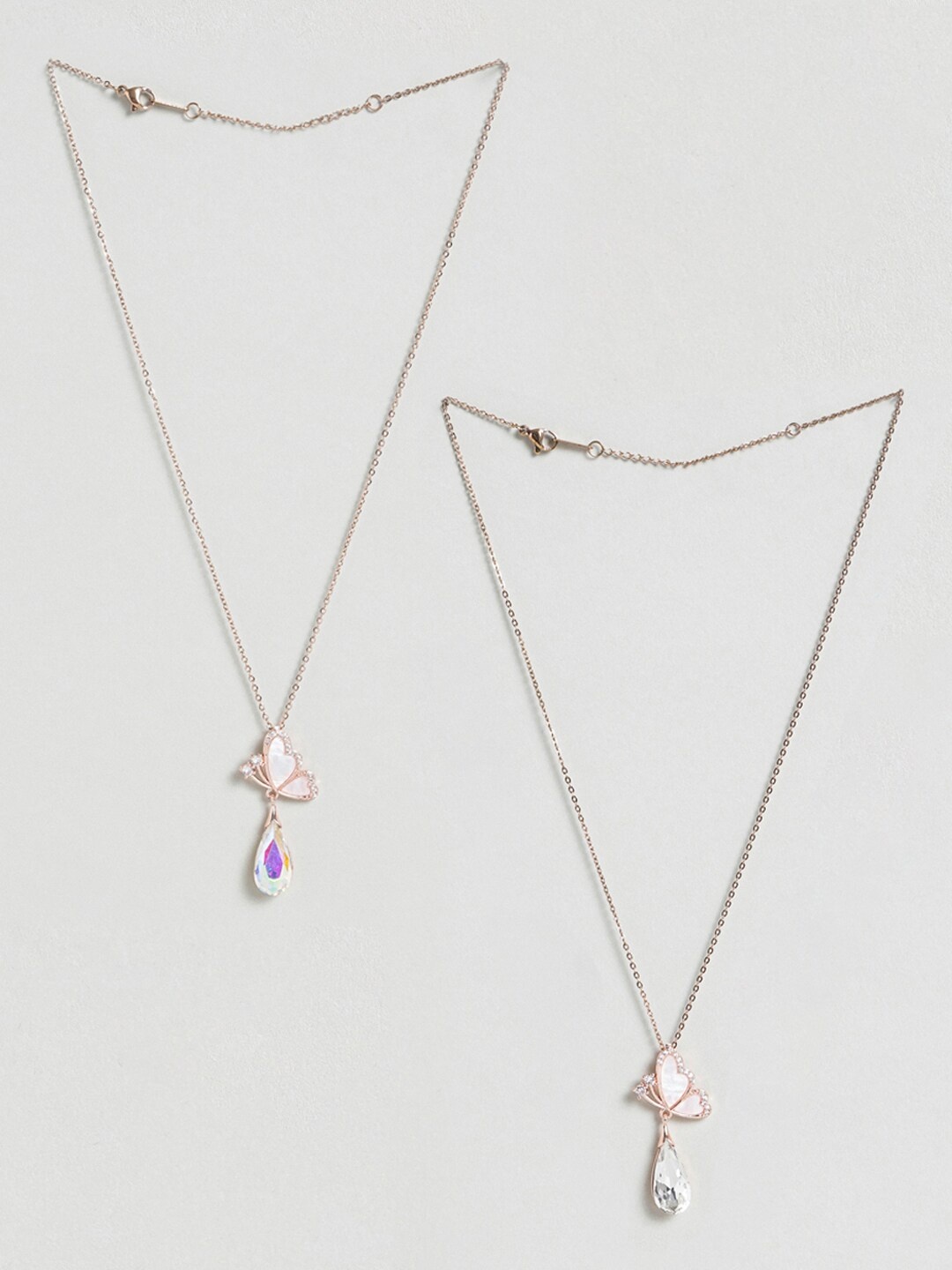 

EL REGALO Set Of 2 Stone-Studded Minimal Necklace, Gold