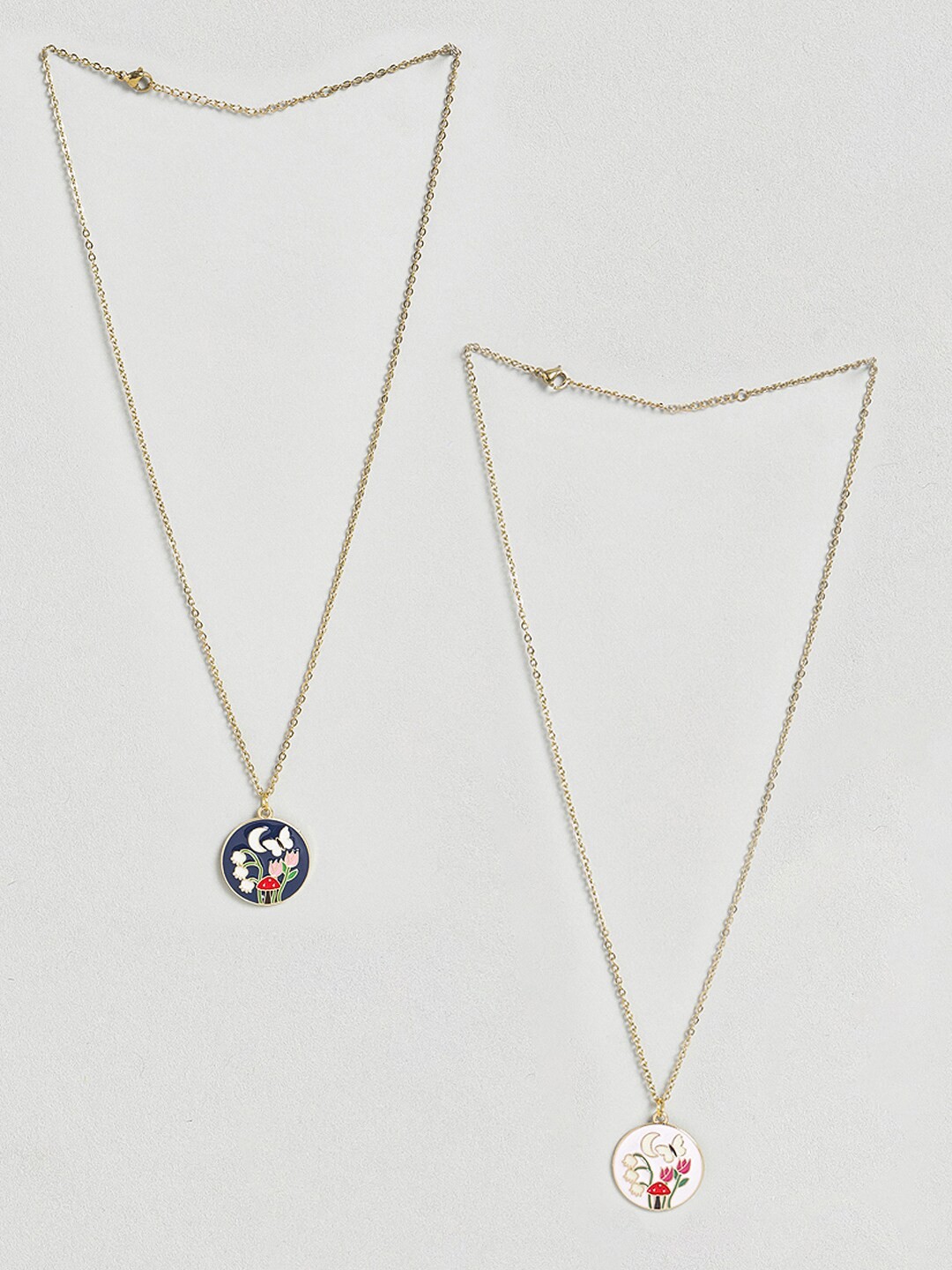 

EL REGALO Set Of 2 Stone-Studded Minimal Necklace, Gold