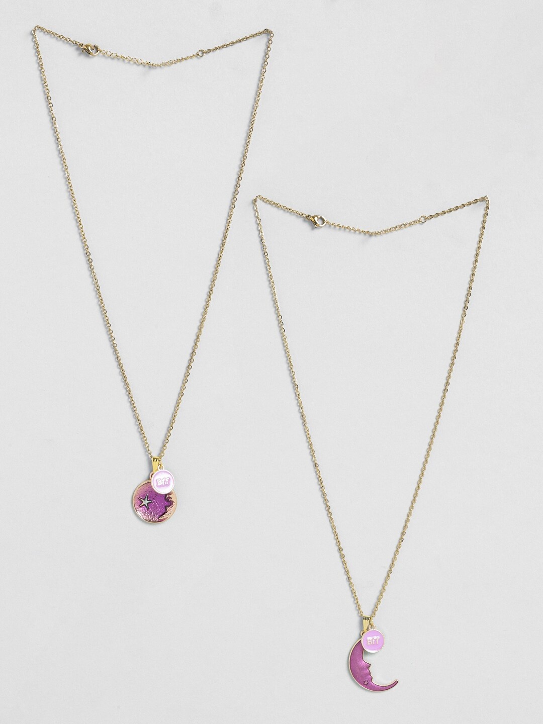 

EL REGALO Set Of 2 Stone-Studded Minimal Necklace, Gold