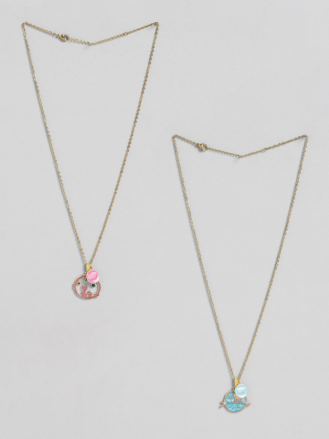 

EL REGALO Set Of 2 Stone-Studded Minimal Necklace, Gold