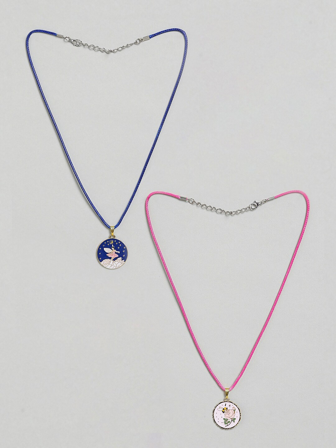 

EL REGALO Girls Set Of 2 Minimal Necklace, Blue