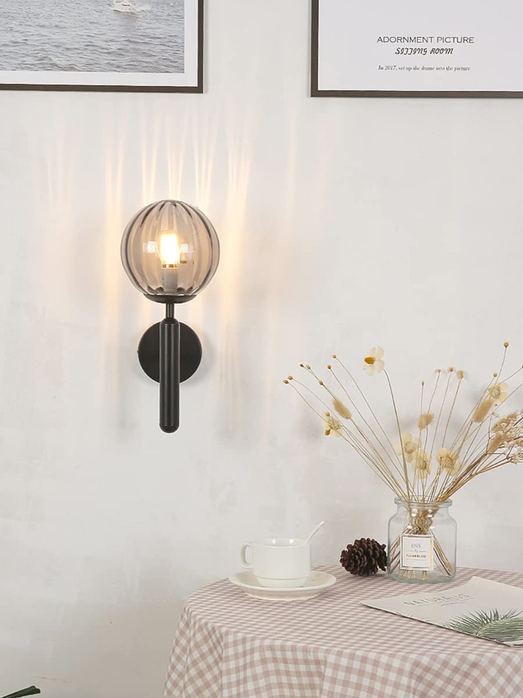

MFD HOME FURNISHING Black Textured Wall Lamp