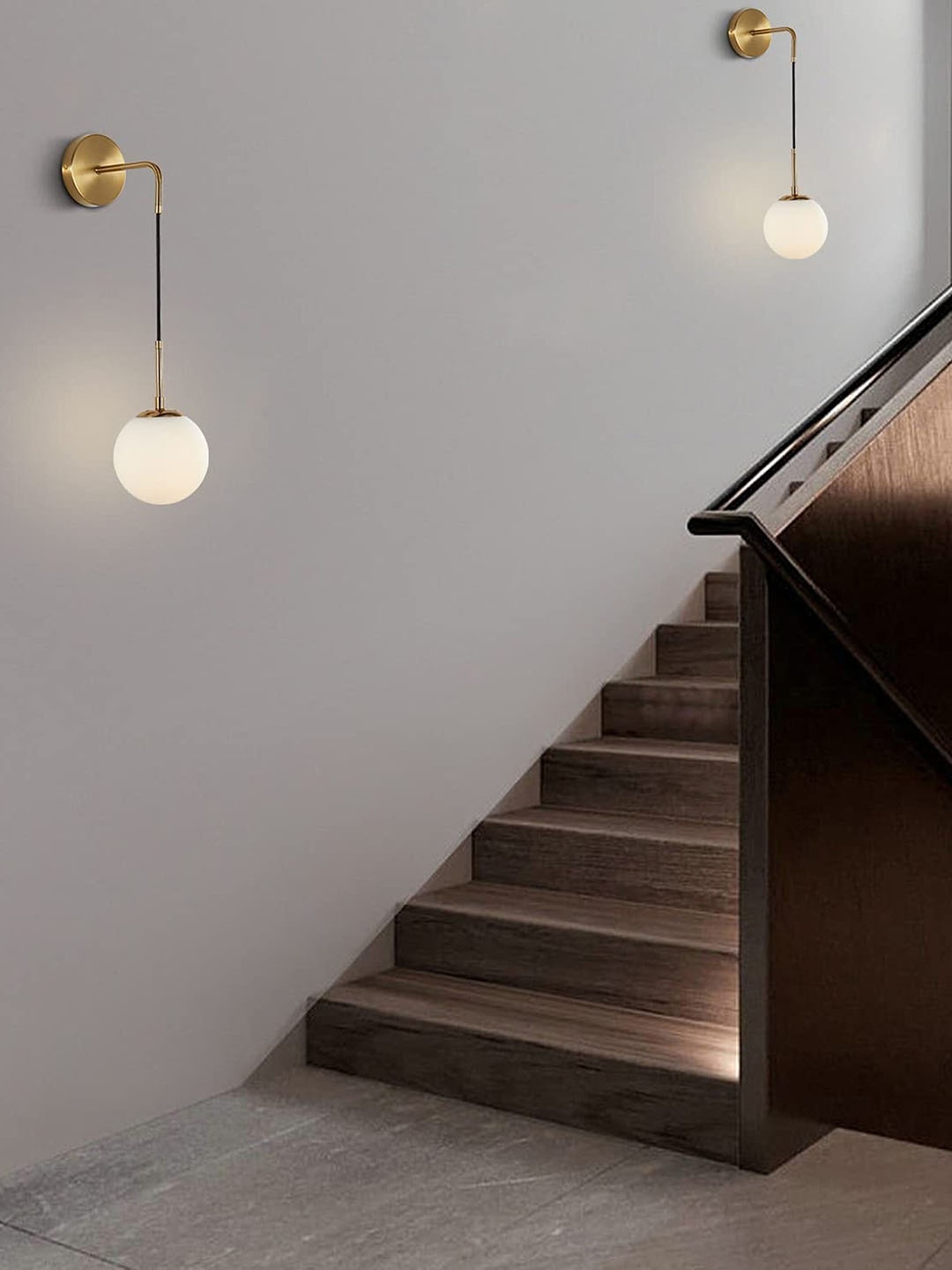 

MFD HOME FURNISHING 2 Pieces Spherical Glass Wall Lamps, Gold